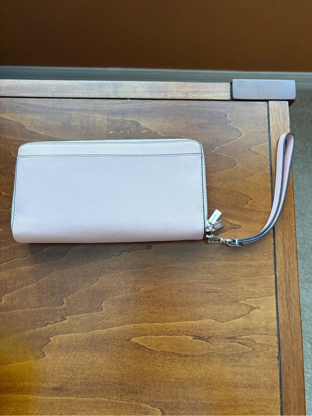 kate spade light pink zip-around wristlet wallet